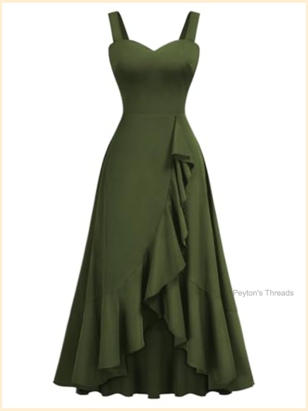 Casual V-Neck Ruffle Split Flowy A-Line Midi Cocktail Dress - Picture 5 of 7